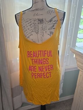 torrid Yellow Graphic Tank Top with Pink Text